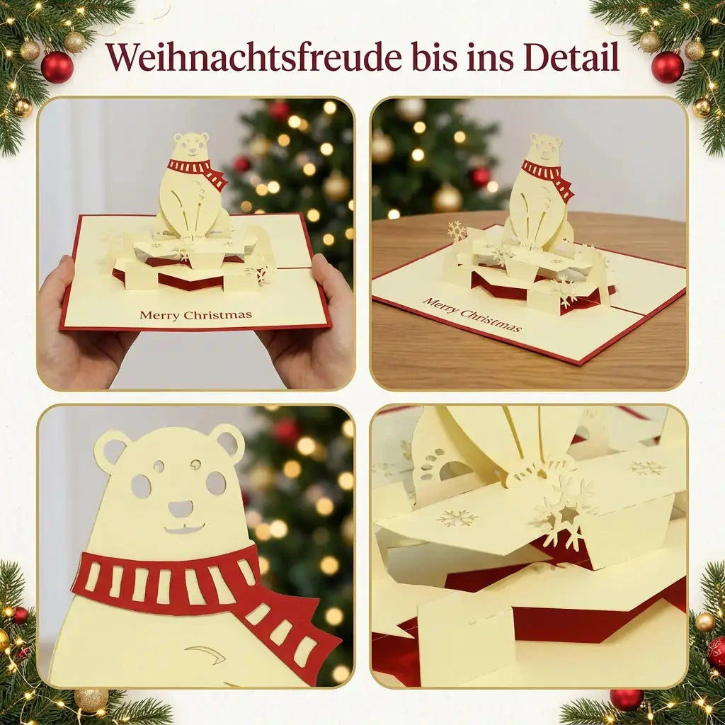 Pop-Up Weihnachtskarte 3D Eisbär im Schnee | LINPopUp LINPopUp 17079-N415