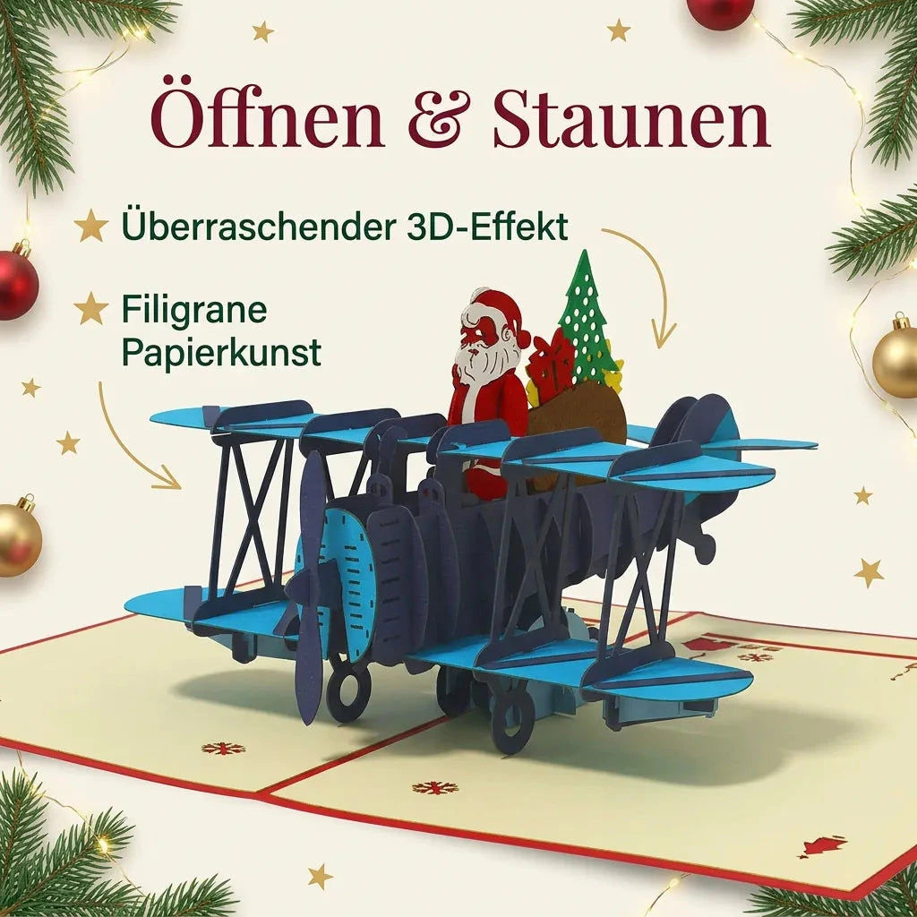 Pop Up Karte 3D Nikolaus im Doppeldecker – Weihnachtskarte mit Wow-Effekt | LINPopUp LINPopUp 17660-N455