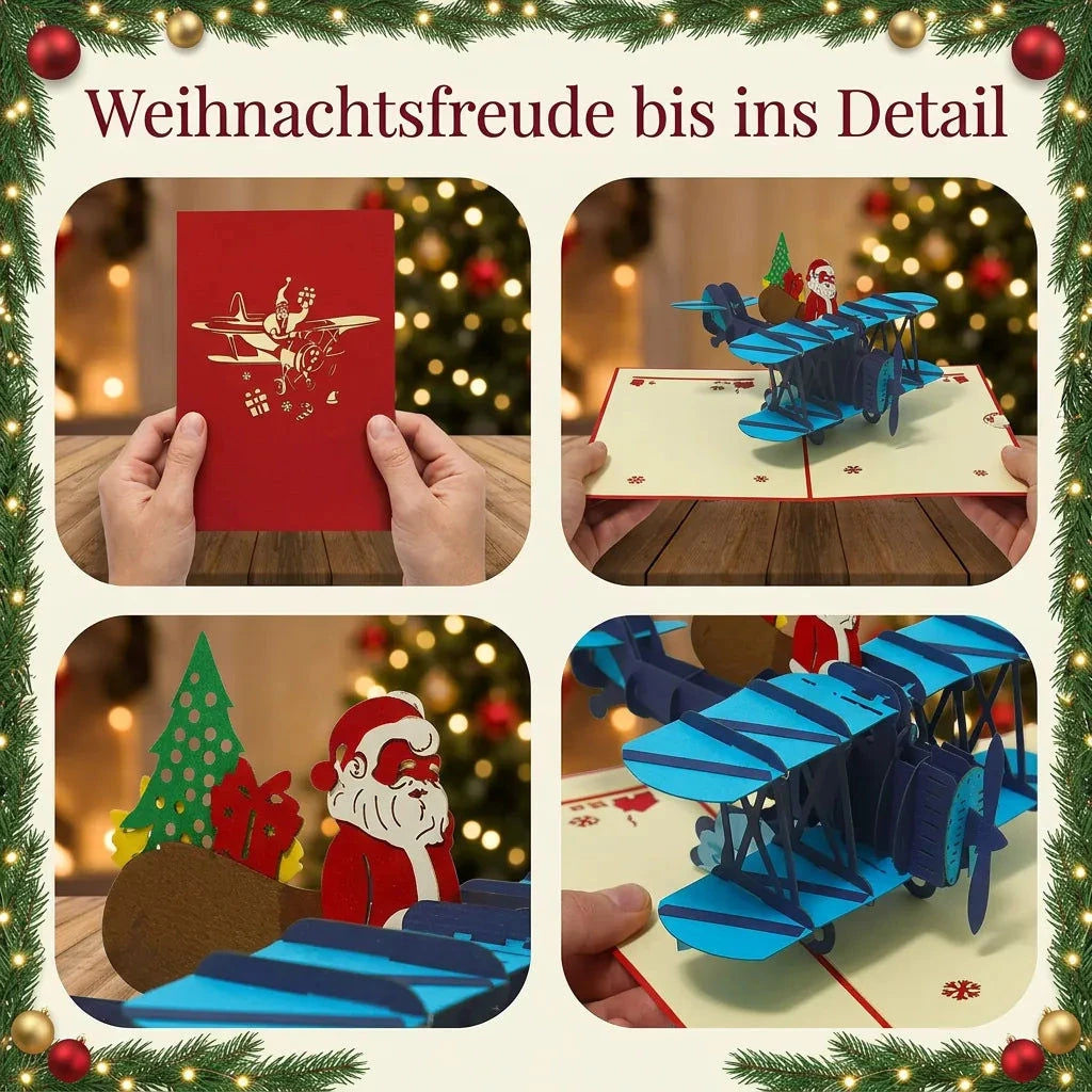 Pop Up Karte 3D Nikolaus im Doppeldecker – Weihnachtskarte mit Wow-Effekt | LINPopUp LINPopUp 17660-N455