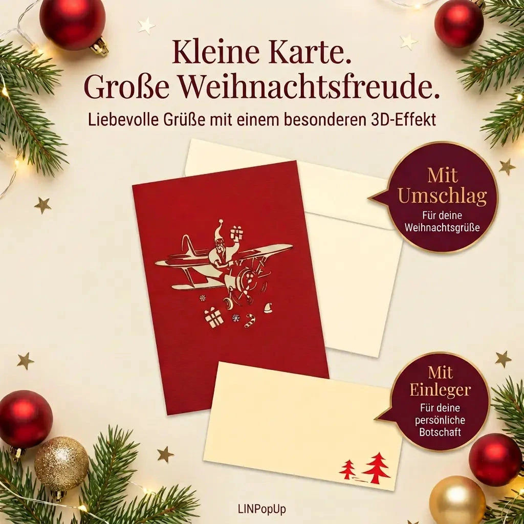 Pop Up Karte 3D Nikolaus im Doppeldecker – Weihnachtskarte mit Wow-Effekt | LINPopUp LINPopUp 17660-N455