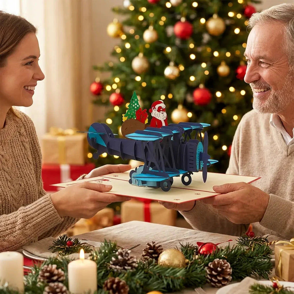 Pop Up Karte 3D Nikolaus im Doppeldecker – Weihnachtskarte mit Wow-Effekt | LINPopUp LINPopUp 17660-N455