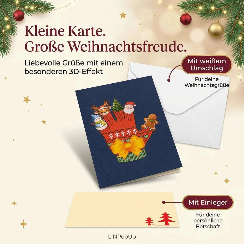 Pop-Up Weihnachtskarte 3D Weihnachtshandschuh | LINPopUp LINPopUp 17883-N465
