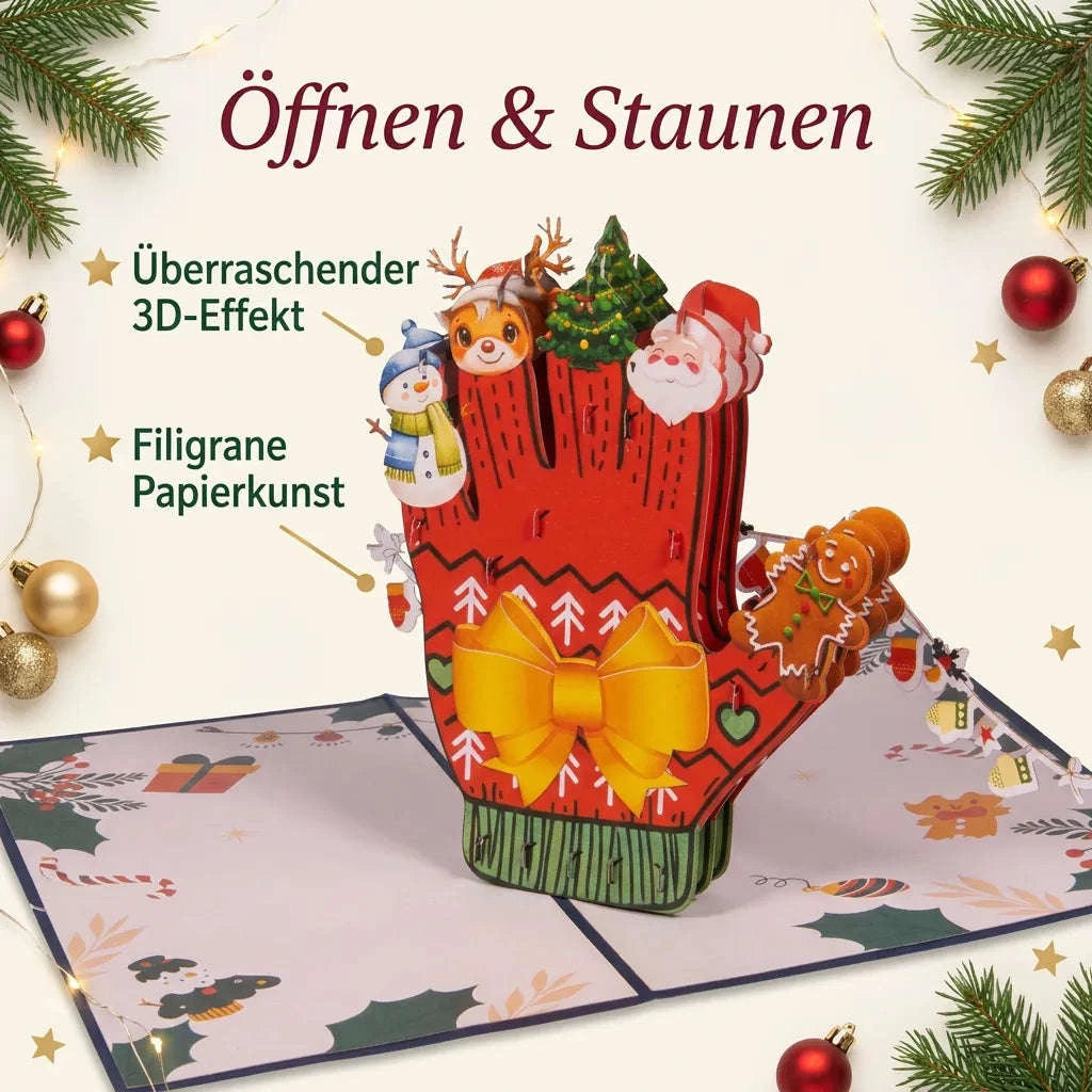 Pop-Up Weihnachtskarte 3D Weihnachtshandschuh | LINPopUp LINPopUp 17883-N465