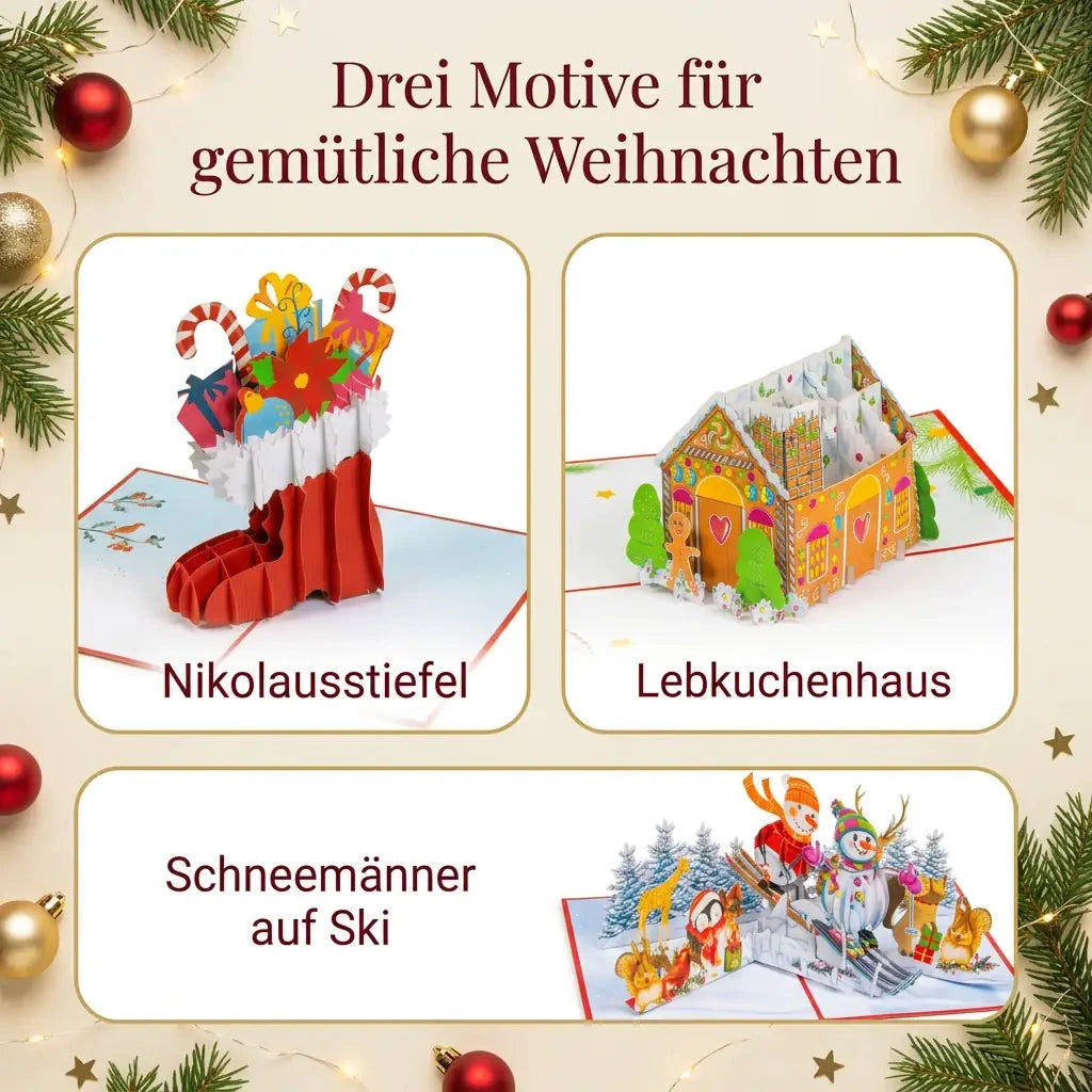 3er-Weihnachtskarten-Set Gemütliche Weihnachten LINPopUp S3