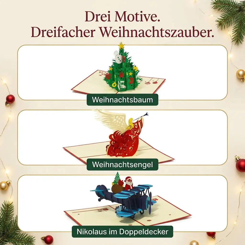 3er-Weihnachtskarten-Set Weihnachtszauber LINPopUp S1