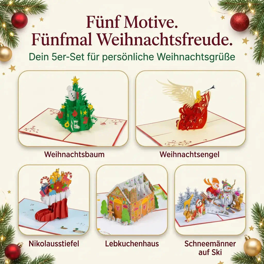 5er-Weihnachtskarten-Set Weihnachtsvielfalt LINPopUp S2