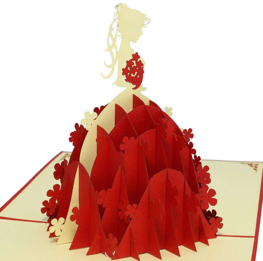 Hochzeitskarte Pop Up 3D - Glückwunschkarte zur Hochzeit, Brautkleid, N225 - LINPopUp