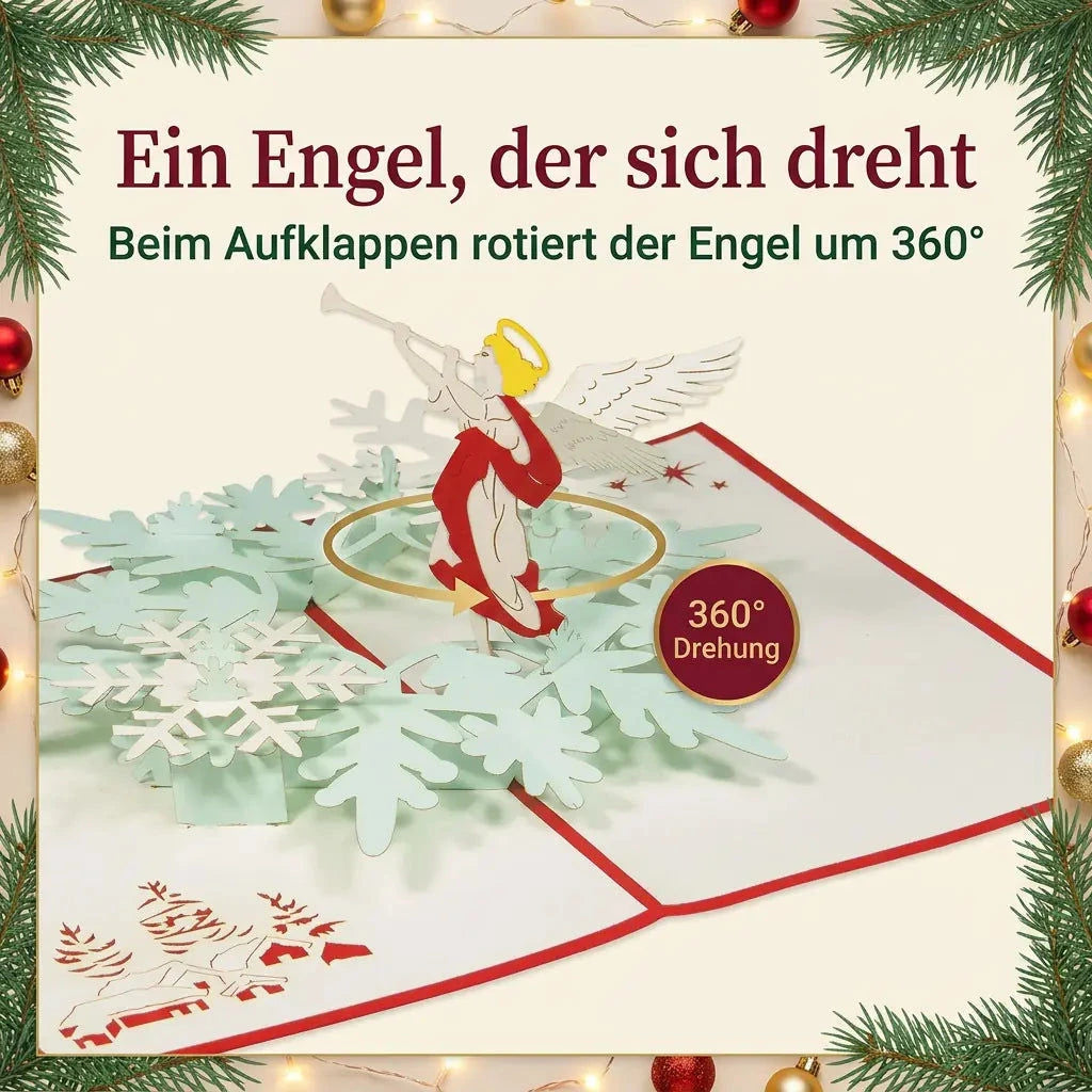 Rotierende Pop-Up-Karte, 3D Grußkarte, Christkind Engel – Weihnachtskarte & Adventskarte LINPopUp 17827-N462