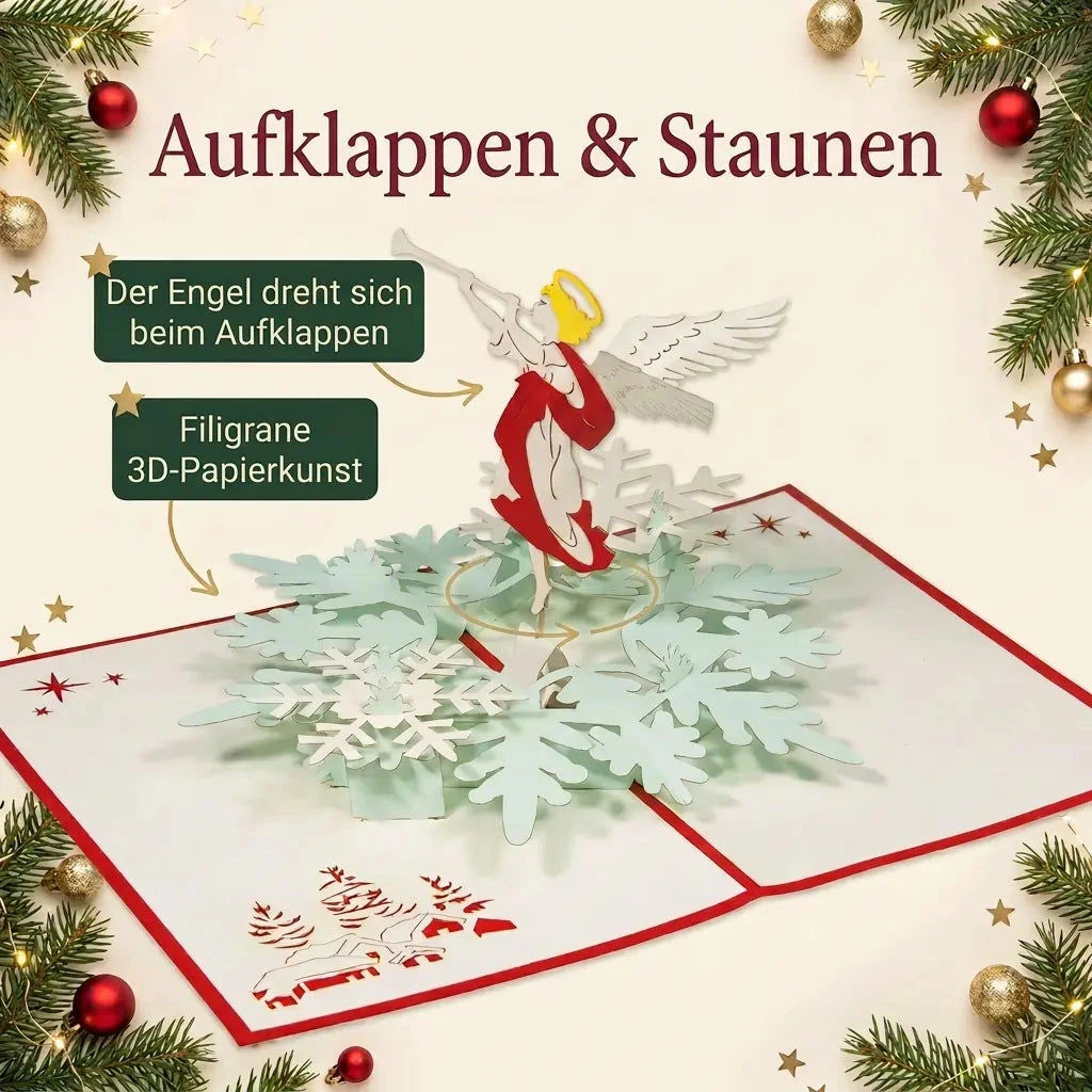 Rotierende Pop-Up-Karte, 3D Grußkarte, Christkind Engel – Weihnachtskarte & Adventskarte LINPopUp 17827-N462