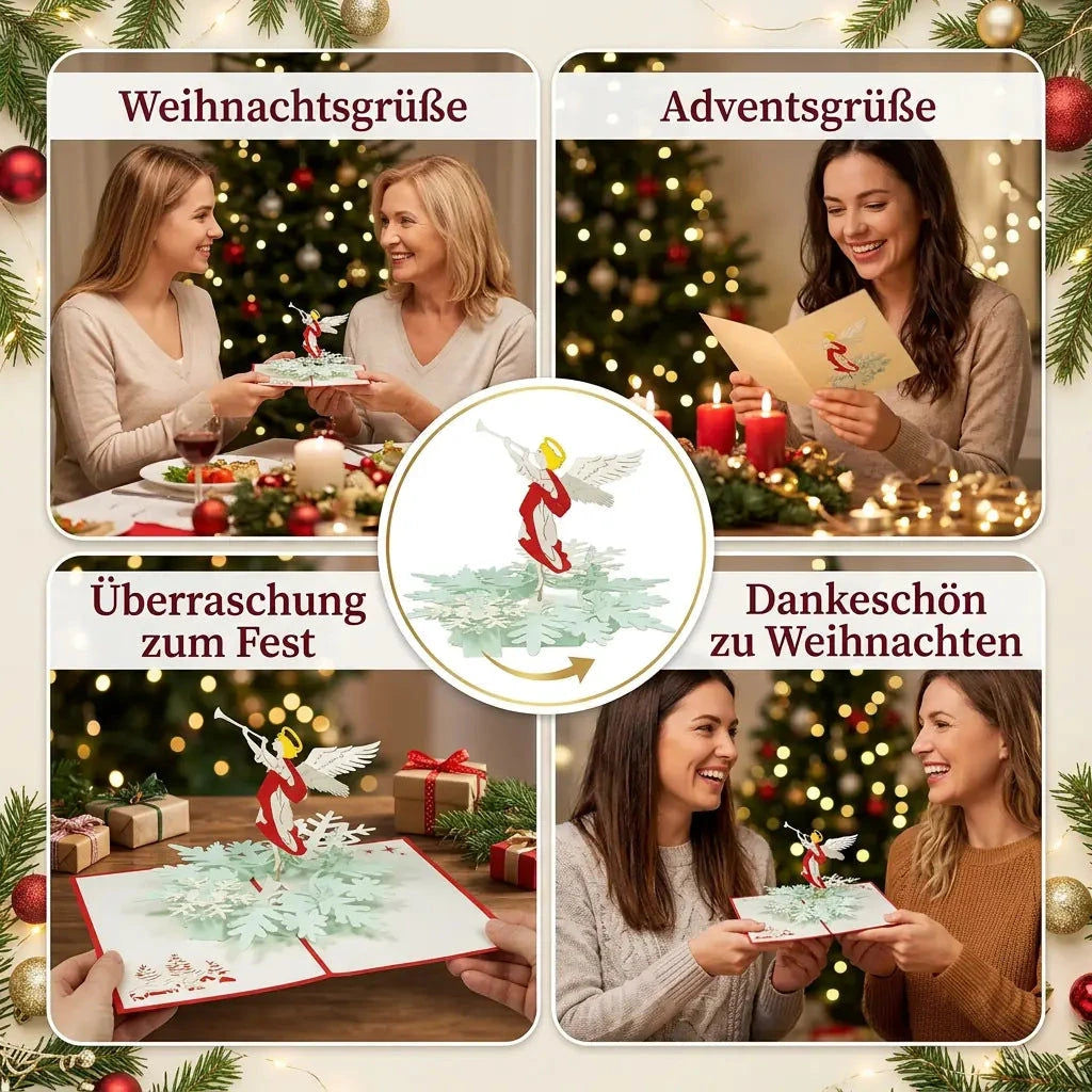 Rotierende Pop-Up-Karte, 3D Grußkarte, Christkind Engel – Weihnachtskarte & Adventskarte LINPopUp 17827-N462