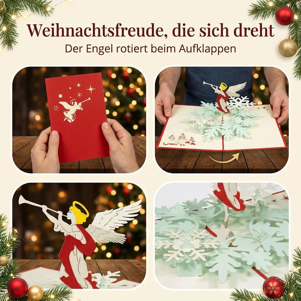 Rotierende Pop-Up-Karte, 3D Grußkarte, Christkind Engel – Weihnachtskarte & Adventskarte LINPopUp 17827-N462