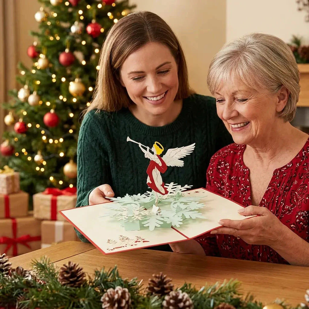 Rotierende Pop-Up-Karte, 3D Grußkarte, Christkind Engel – Weihnachtskarte & Adventskarte LINPopUp 17827-N462