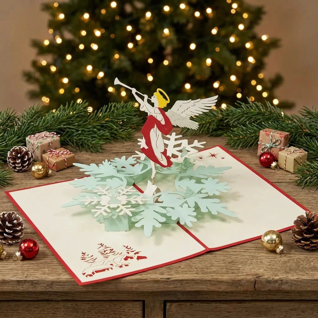 Rotierende Pop-Up-Karte, 3D Grußkarte, Christkind Engel – Weihnachtskarte & Adventskarte LINPopUp 17827-N462
