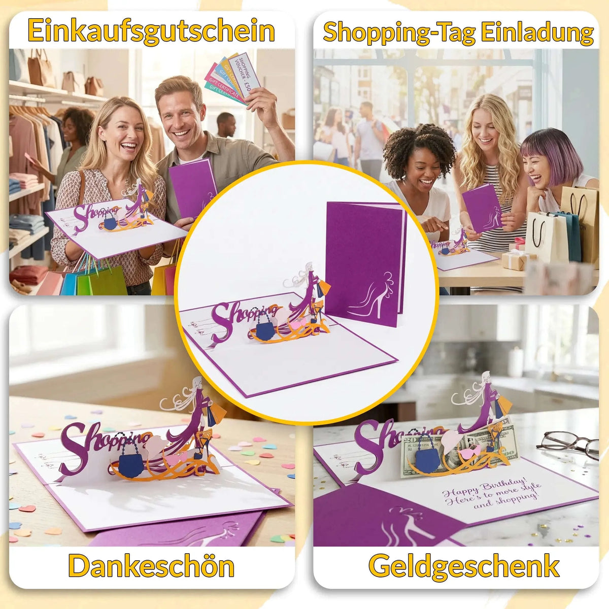 Pop-Up Karte 3D Shopping – Geburtstag & Gutschein | LINPopUp LINPopUp 17342-N238