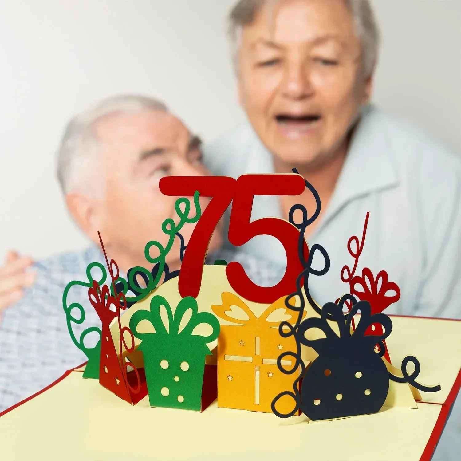 Pop-Up-Karte zum Geburtstag – Zahl 75, Geburtstagseinladung & Jubiläum, N231