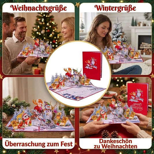 Pop-Up Weihnachtskarte 3D Schneemann auf Ski | LINPopUp LINPopUp 17880-N464